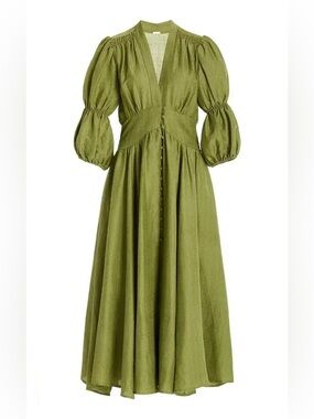 Cult Gaia Willow Woven Button-Front Midi Dress - size S Pre-owned